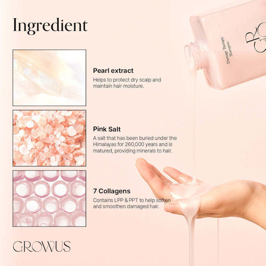 Growus Σαμπουάν Αναδόμησης/Θρέψης & Λείανσης για Φριζαρισμένα Μαλλιά 500ml