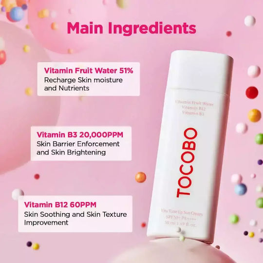 Tocobo Vita Tone Up Ενυδατική Κρέμα Προσώπου Ημέρας με Χρώμα, SPF50, Υαλουρονικό Οξύ & Νιασιναμίδη 50ml