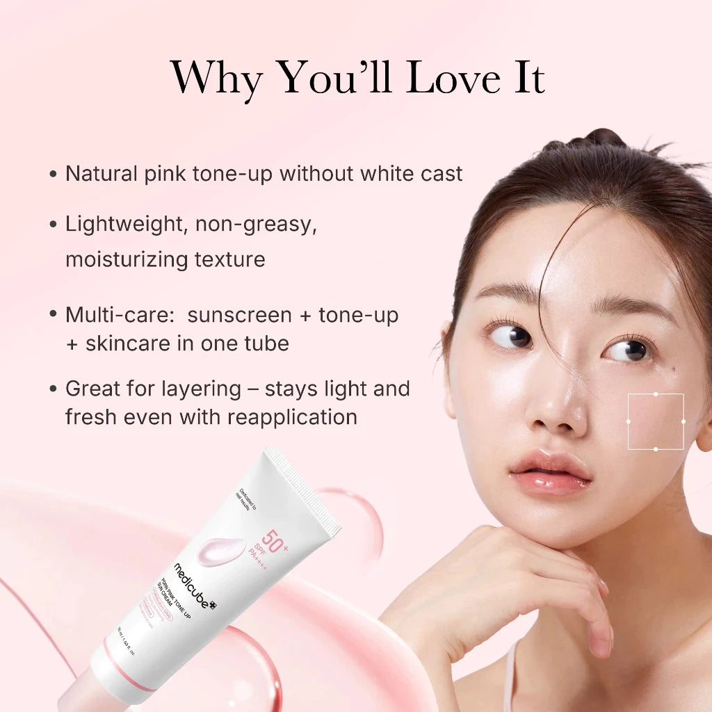 PDRN Pink Tone Up Sun Cream SPF 50+ PA++++ - Αντηλιακό για λάμψη και μείωση λεπτών γραμμών