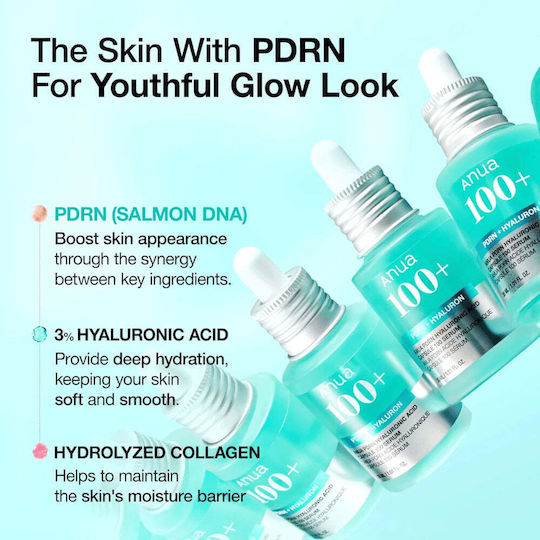 Anua 100+ PDRN + Hyaluron Ενυδατικό Serum Προσώπου με Υαλουρονικό Οξύ 30ml