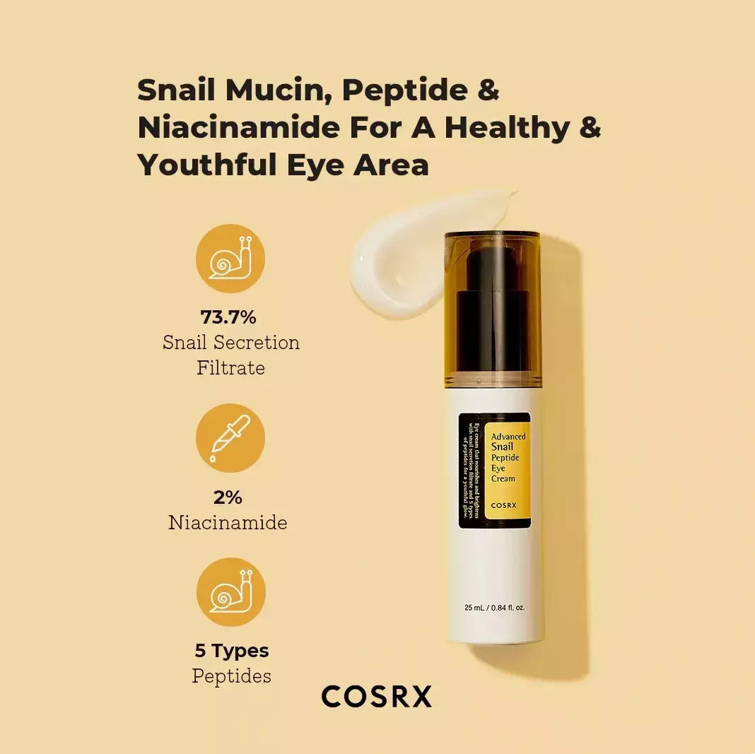 Cosrx Advanced Snail Peptide Κρέμα Ματιών για Λάμψη & Αντιγήρανση 25ml