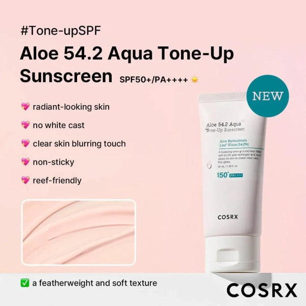 Cosrx Aloe 54.2 Aqua Tone Up Αντηλιακό Προσώπου SPF50 με Χρώμα 50ml