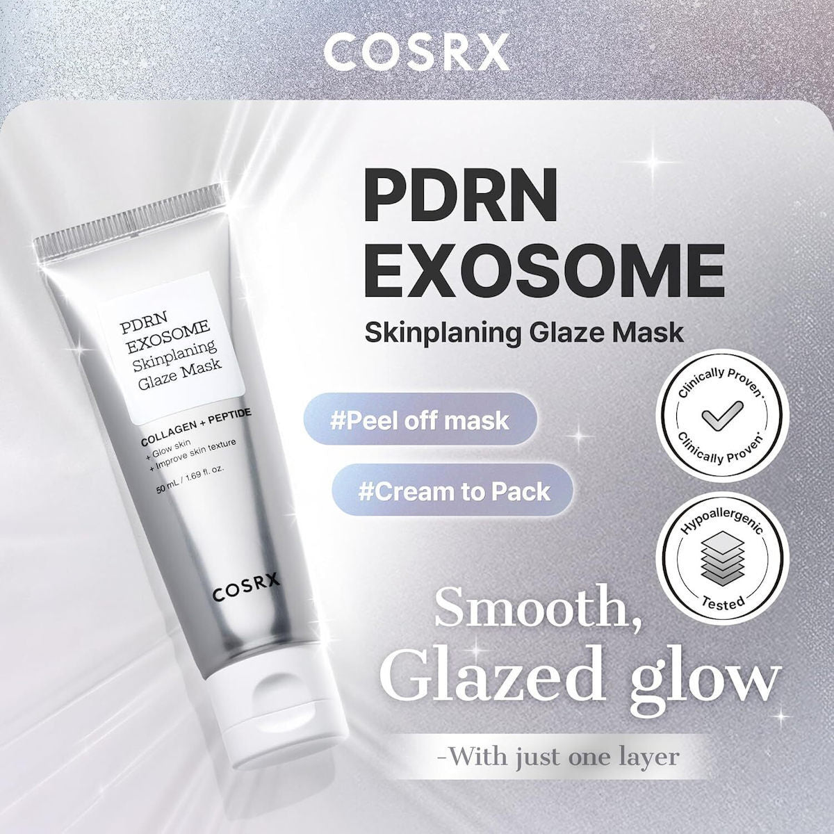 Cosrx Pdrn Exosome Peel Off Μάσκα Προσώπου για Λάμψη Και Σύσφιξη 50ml