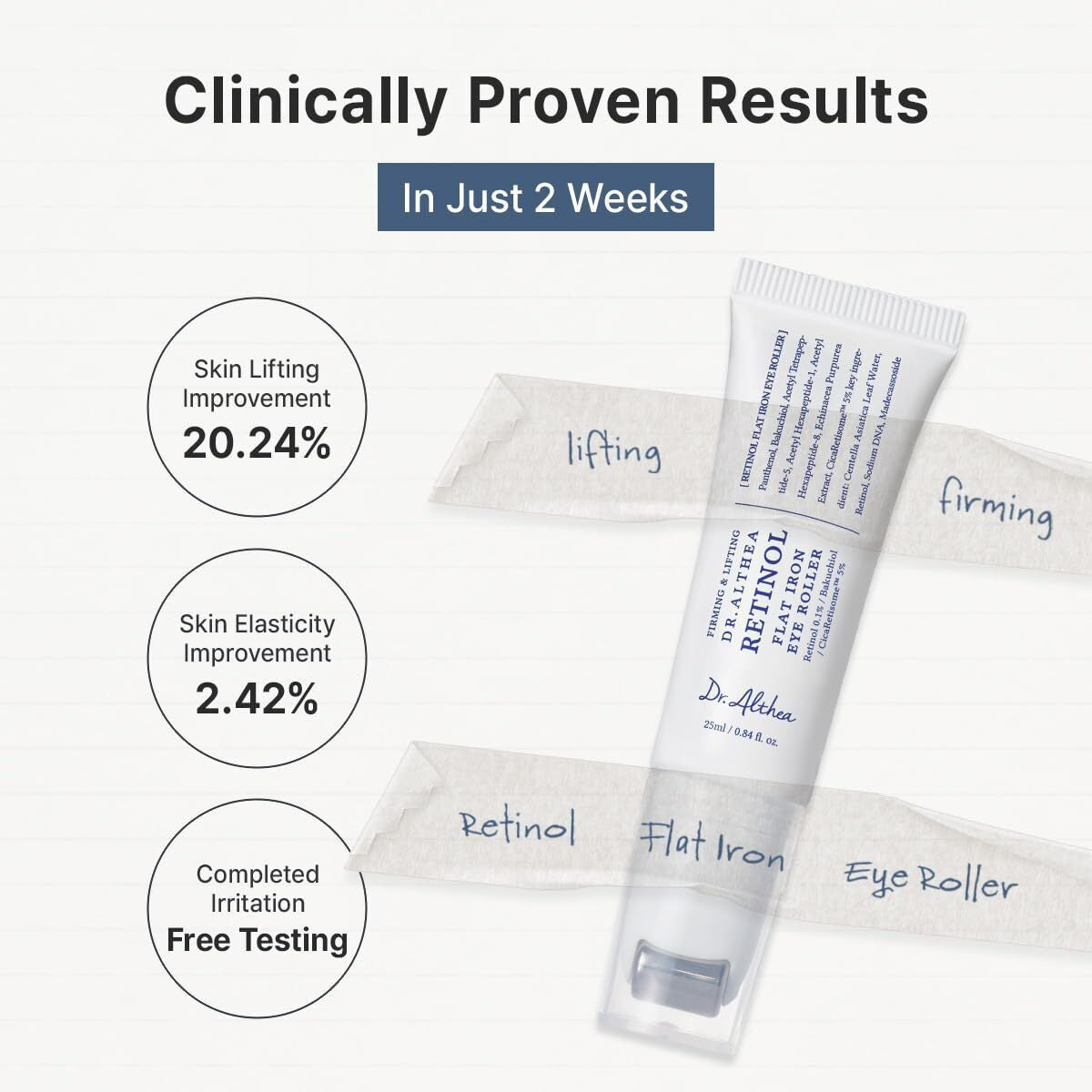 Dr. Althea Retinol Flat Iron Eye Roller Serum Ματιών με Bakuchiol & Ρετινόλη 25ml
