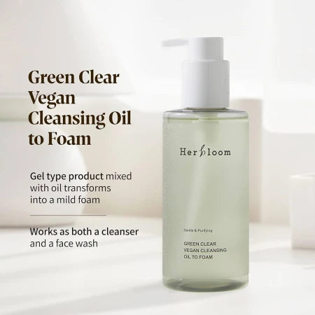 Herbloom  Green Clear Vegan Cleansing Oil To Foam -Καθαριστικό 2 σε 1 που μετατρέπεται από λάδι σε αφρό 200ml