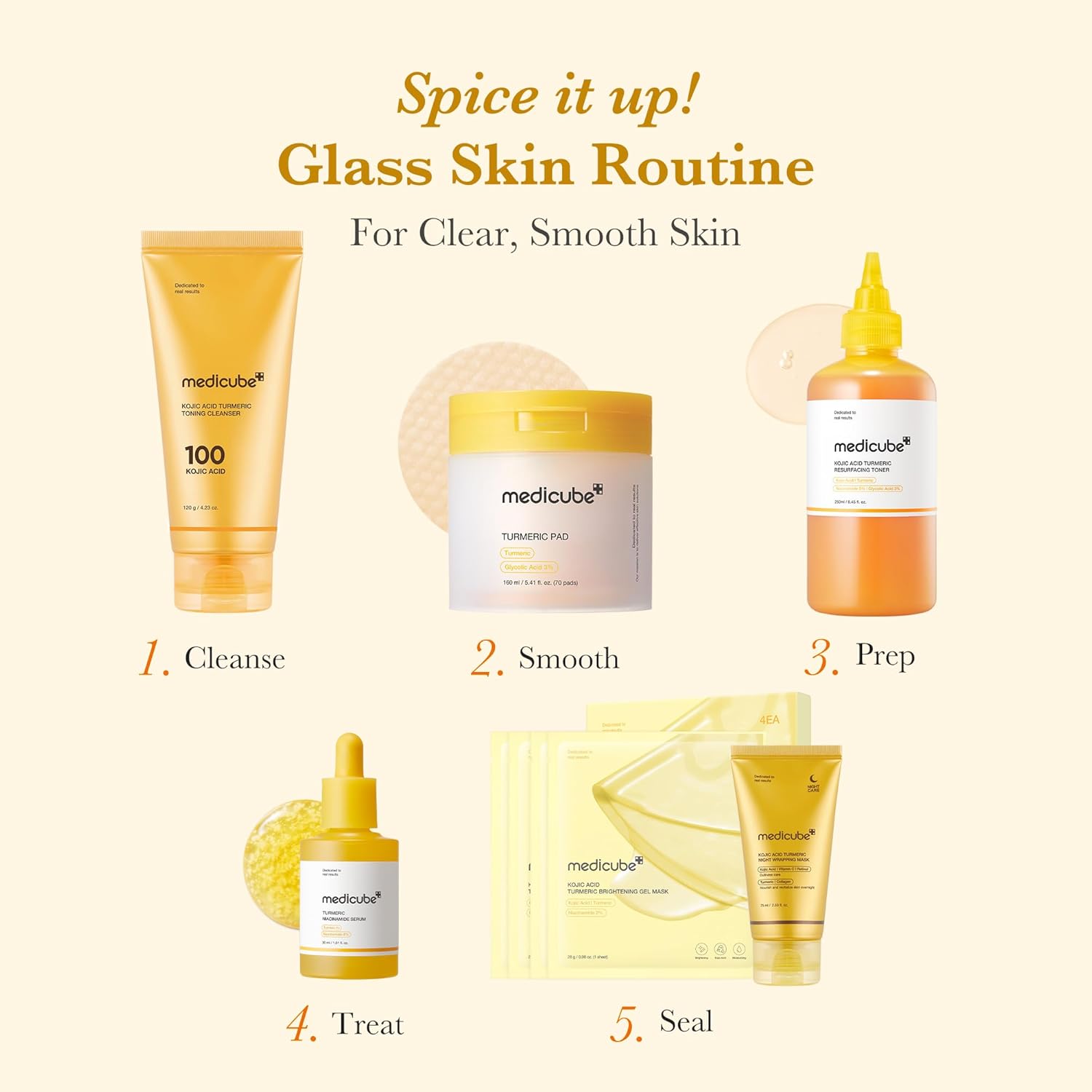 Medicube Kojic Acid Turmeric Pads Τόνωσης Προσώπου 70τμχ
