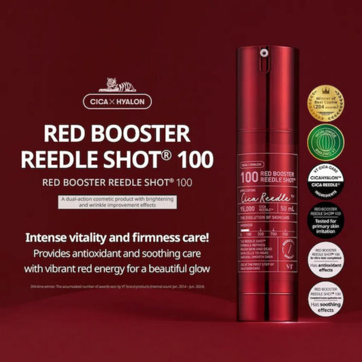 VT COSMETICS Red Booster Reedle Shot Καταπραϋντικό Booster Προσώπου για Αποτοξίνωση 50ml