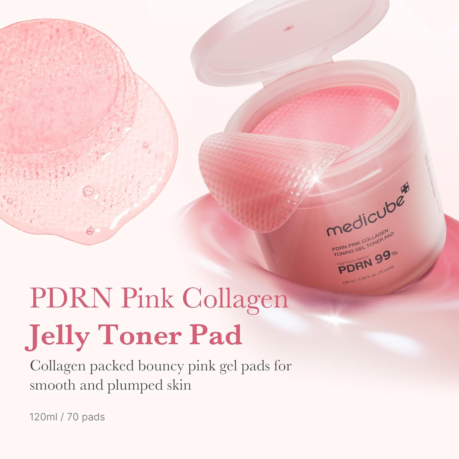 PDRN Pink Collagen Toning Gel Toner Pad - Επιθέματα εντατικής ενυδάτωση, σύσφιξης & λάμψης