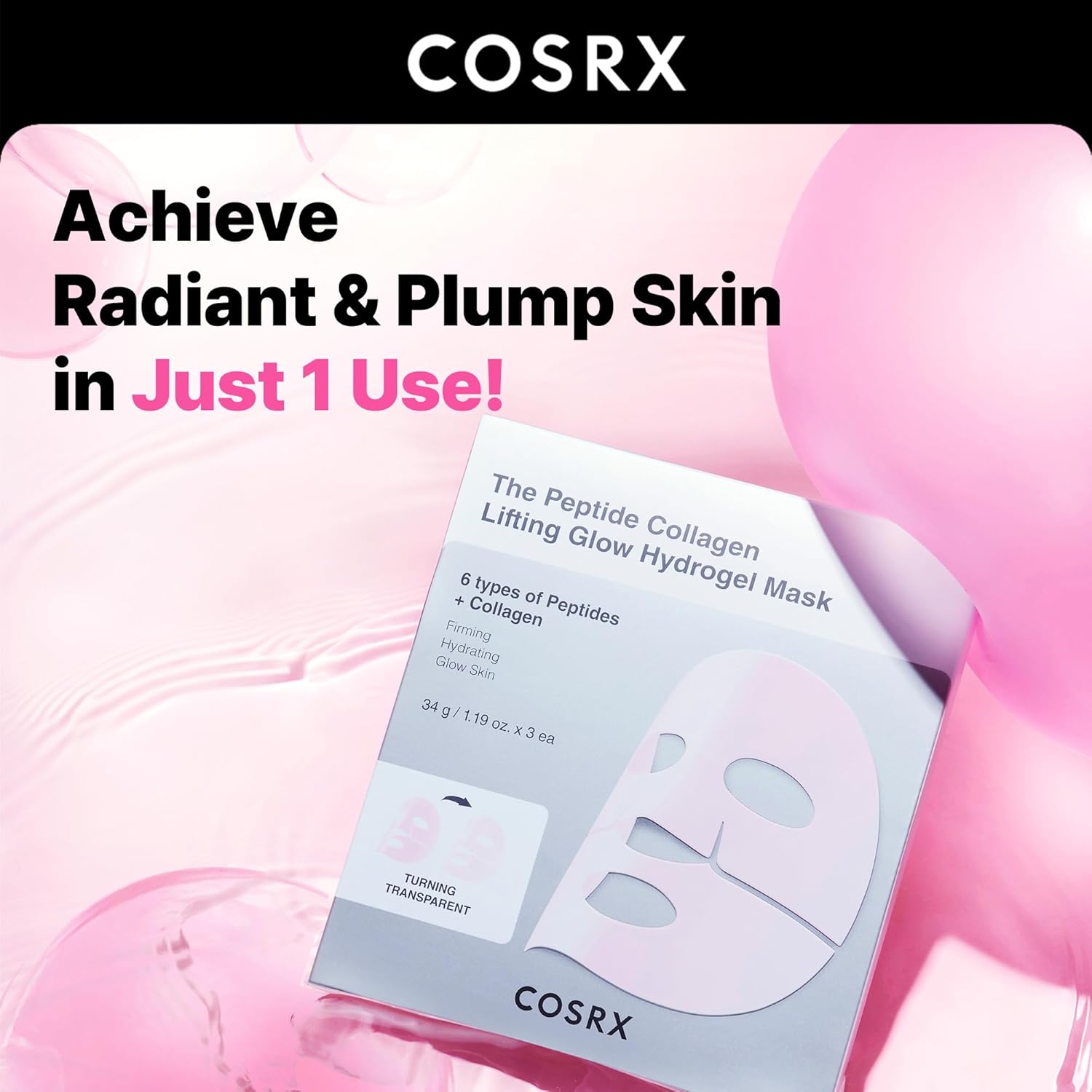 The Peptide Collagen Lifting Glow Hydrogel Mask - Μάσκα Προσώπου για Σύσφιξη, Ανόρθωση & Λάμψη  3 τεμάχια