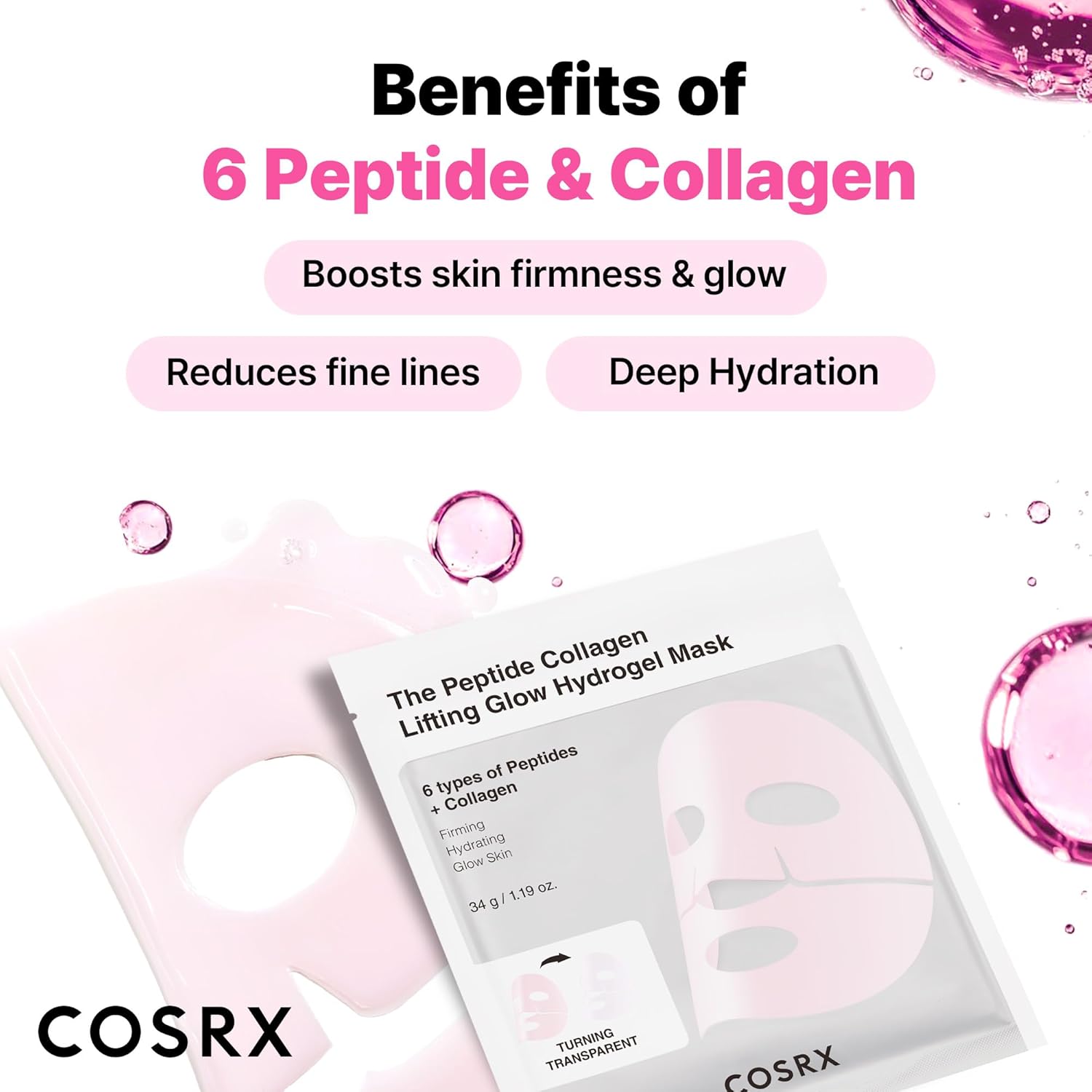 The Peptide Collagen Lifting Glow Hydrogel Mask - Μάσκα Προσώπου για Σύσφιξη, Ανόρθωση & Λάμψη  3 τεμάχια