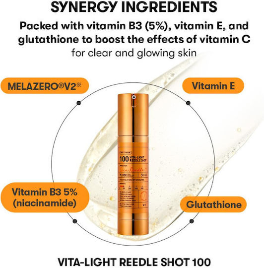 VT Cosmetics Reedle Shot 100 Serum Προσώπου με Centella Asiatica & Βιταμίνη C για Λάμψη & Θρέψη 50ml